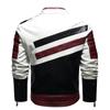 Chaquetas de cuero para hombre, abrigos de Pu con cremallera y cuello levantado para motocicleta, chaqueta Bomber de lana de piel sintética para motociclista, prendas de vestir exteriores