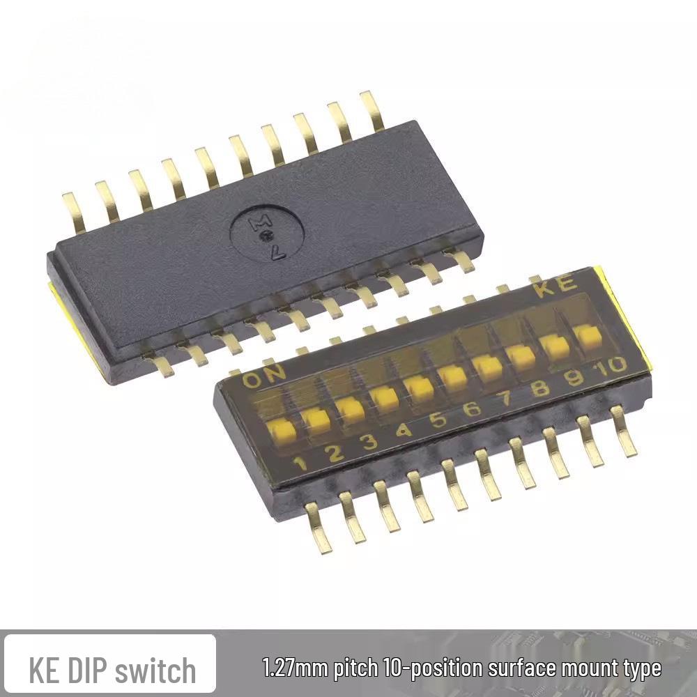 1,27 mm Schwarzer SMT Flachkippschalter DIP-Schalter, 2-10 Positionen (DSHP03TSGER)