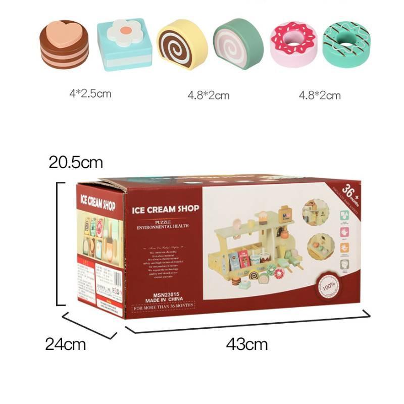 Wooden Ice Cream Shop Playset With Realistic Accessories For Kids Imaginative Role Play