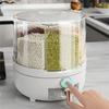 360°-Rotating Grain Container Clear Food Storage Can Home Dorm Kitchen Supply Storage Container with Good Sealing