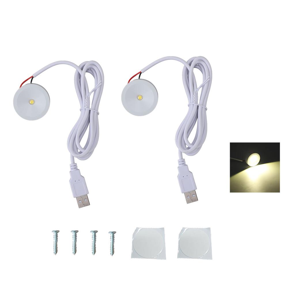 2 Sets Mini Spotlight 5V 1W USB LED Round Eye Caring with 4.3ft Wire Jewelry Display Lighting