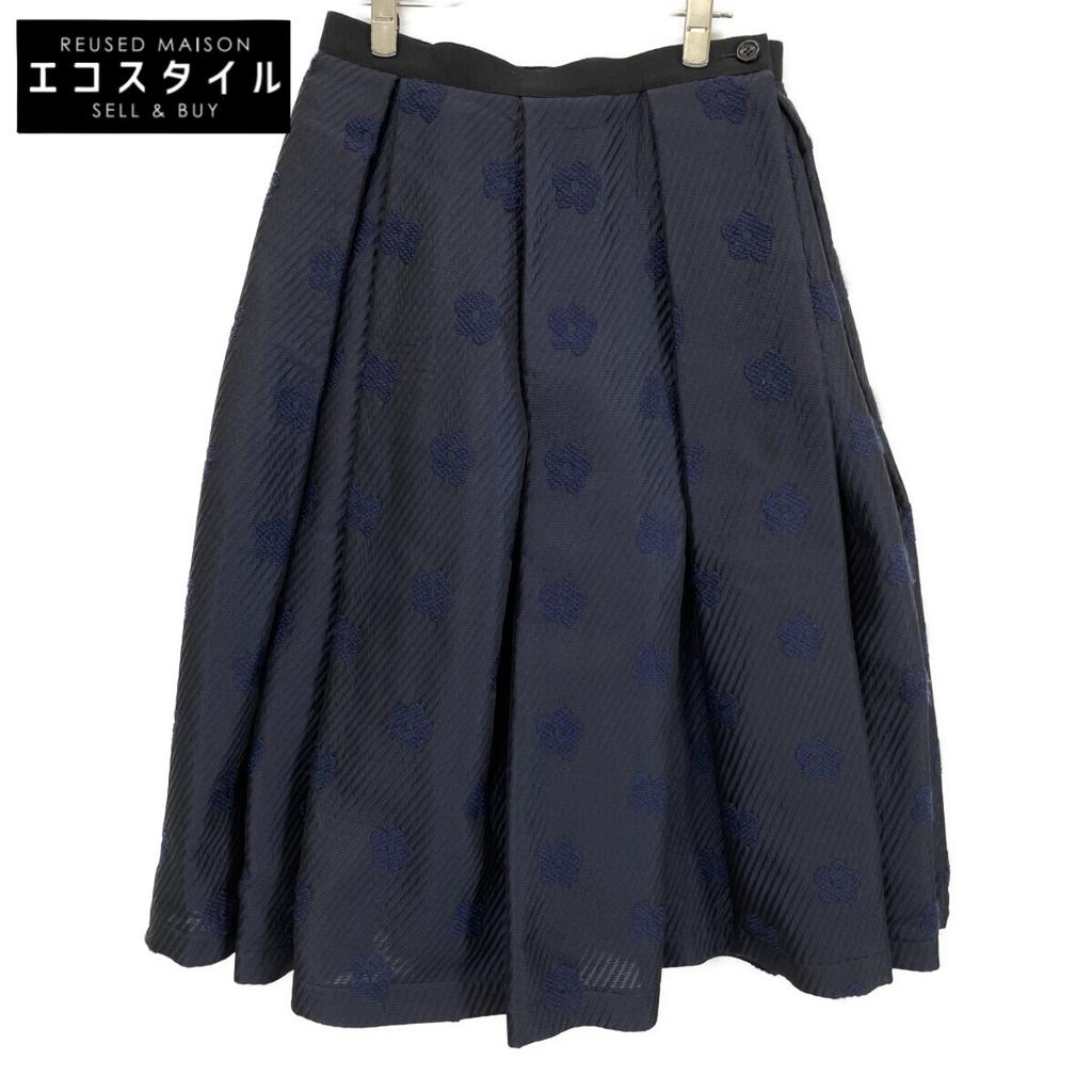 tricotCOMMEdesGARCONS TF-S013 2020 Navy Floral Embroidered Modified Skirt Skirt M NavyUsed