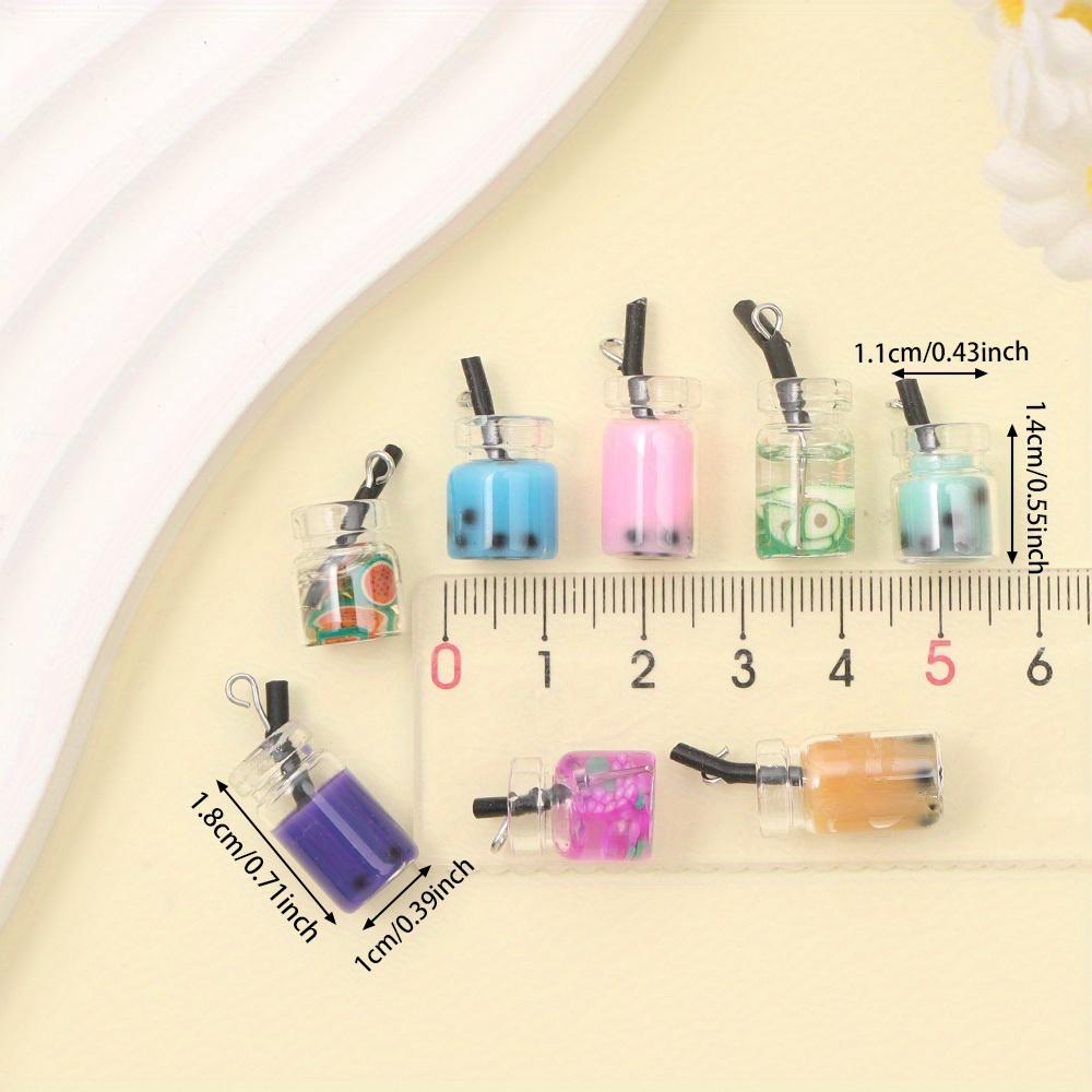 40pcs Resin Material Bottle Pendant Jewelry Making Set Milk Tea Beverage Cup Pendant Color Pendant DIY Summer Beach Anklet Bracelet Earring Keychain