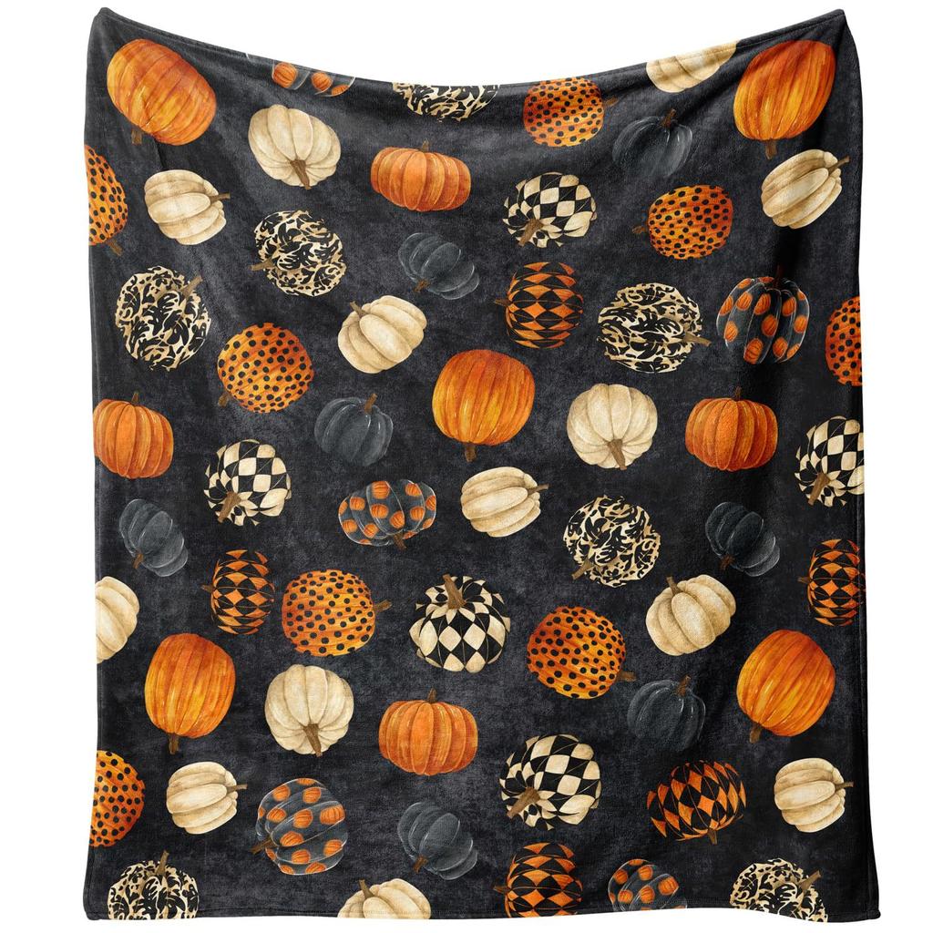 Halloween Pumpkin Plush Blanket Light Soft Bedding Flannel Blanket