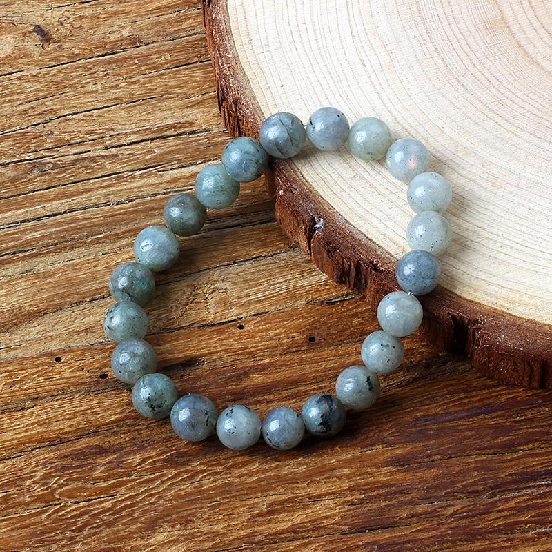 Real Gray Labradorite Bead Bracelet Men Women Fashion Natural Stone Flash Stone Bracelet with Original Natural Crystal Jewelry