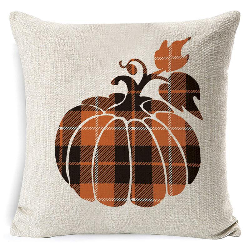 New Thanksgiving Pumpkin Plaid Pillow Cover Holiday Home Decoration Cushion Cushion Cover Home