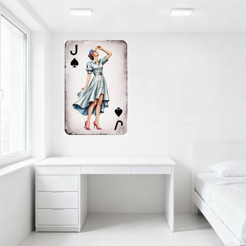 Vintage Jack of Spades Sexy Woman Metal Tin Sign Distressed Retro Playing Card Wall Decor for Bar Home Cafe Art 8x12 Inch