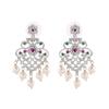Estele Women's Earrings with Rhodium Plated CZ Manbhavan, Pearls and Multicolor Crystals