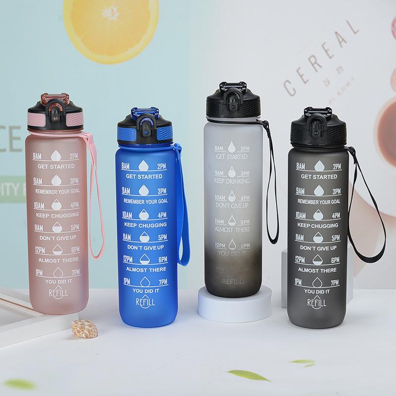 Gradient Plastic Sports Water Bottle with Bounce Lid - Large Capacity for Students & Outdoor Fitness