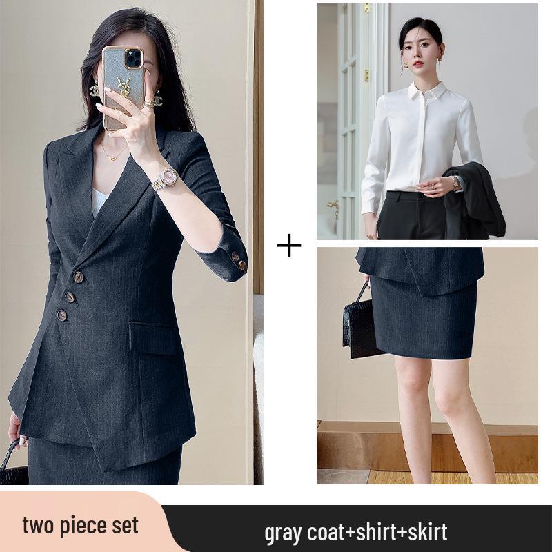 Women's High-End Striped Suit Set - Autumn 2024 Fashion, Elegant Professional Wear, Formal Goddess Style