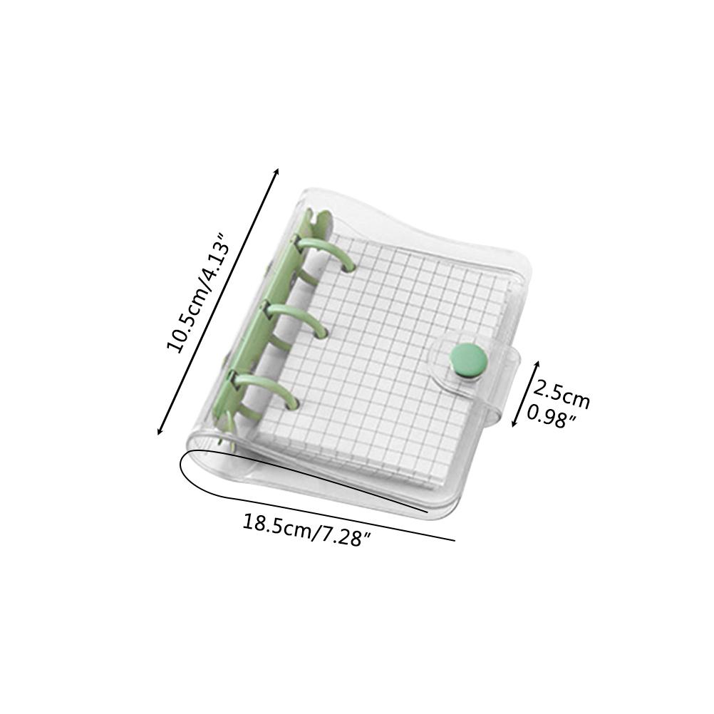 Mini Transparent 3Ring Binder Covers with Grid Inner Page and Binder Pockets Mini Loose Leaf Notebook Binder Clear PVC