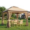 10x10ft Double Roof Canopy Tent with Metal Frame & Stakes & Mosquito Nets with Privacy Screen for Decks & Backyards Patio Party