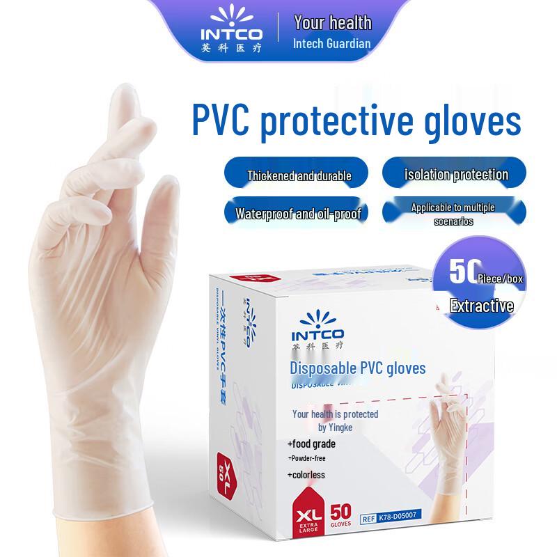 

Intco Medical Disposable PVC Protective Gloves XL