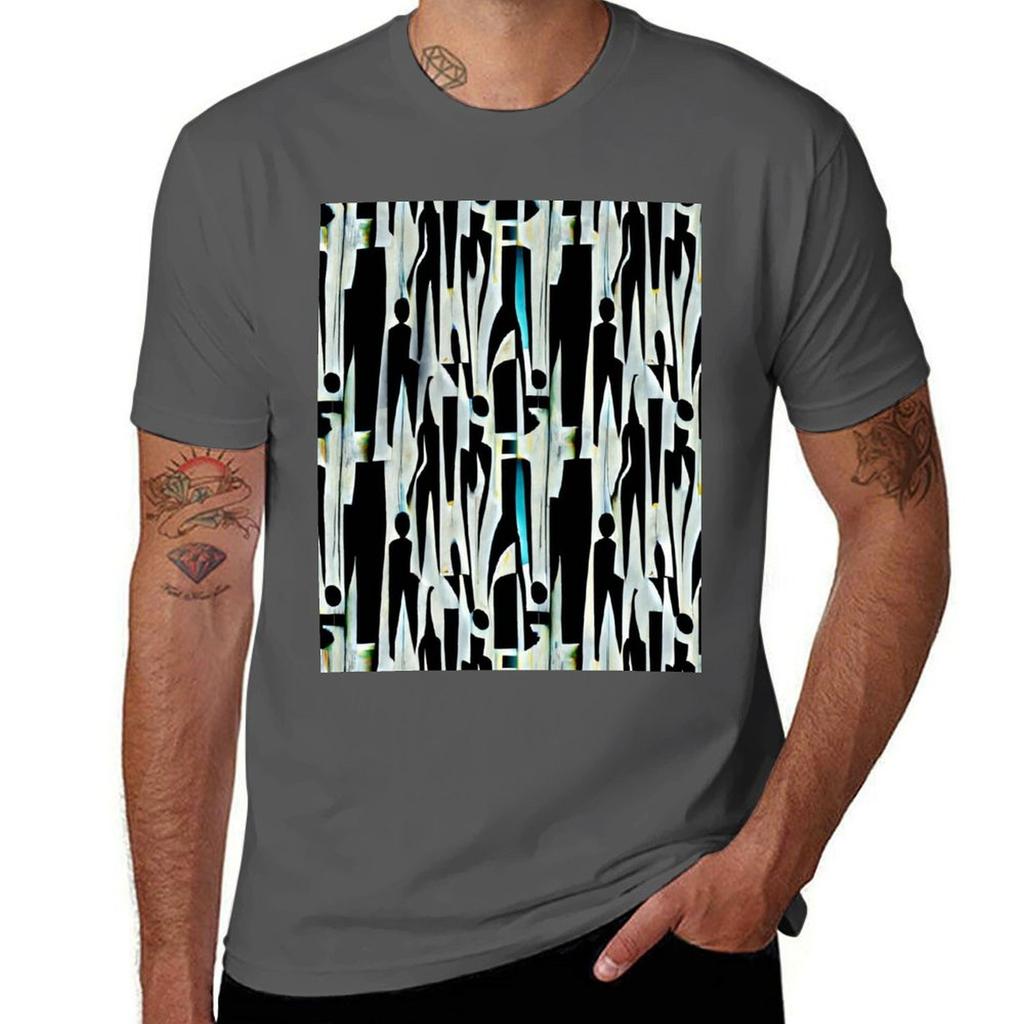 Modern Silhouette Abstract Pattern TShirt Functional Casual Short Sleeve Tee