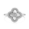 S925 Sterling Silver Four-Leaf Clover Jewelry Set: Sparkling Ring, Bracelet, Earrings, and Necklace for Women