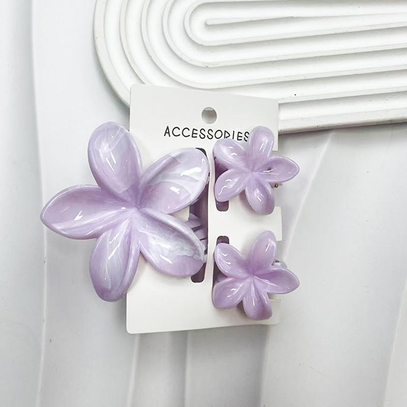 3Pcs Colorful Gradient Color Flower Hair Claws Sweet Barrettes  Shark Clip For Women Girls Beach Hair Accessories Gifts