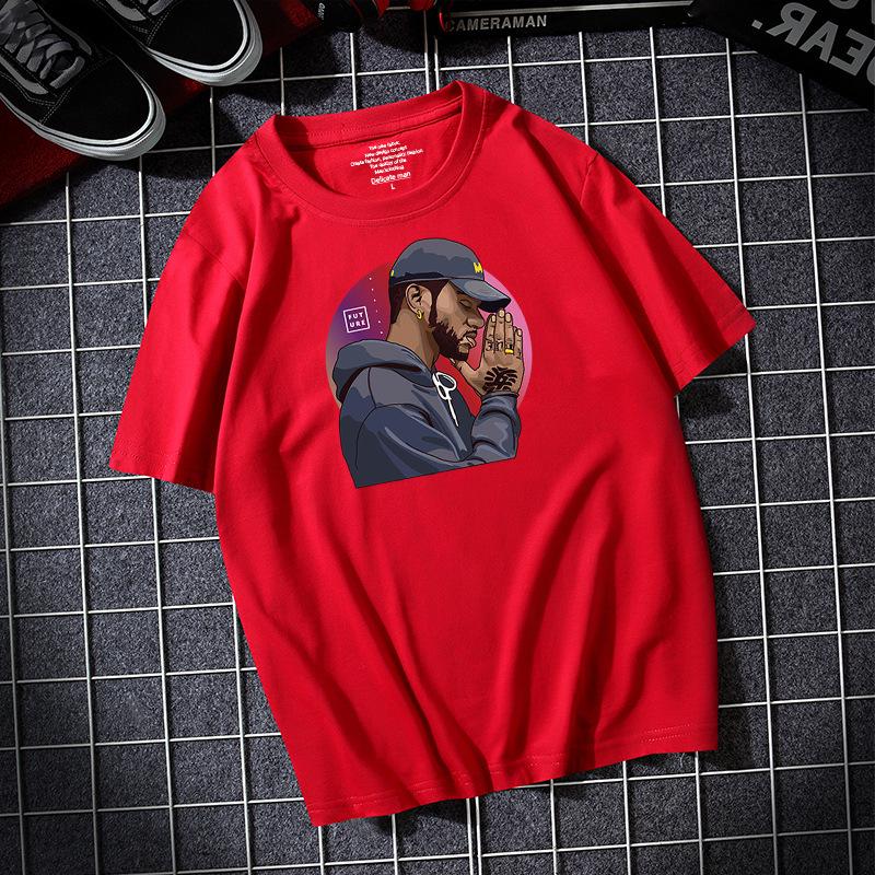 

Футболка большого размера с короткими рукавами для мужчин с изображением хип-хопа, 100% хлопок, повседневная футболка S-6XL L красный
