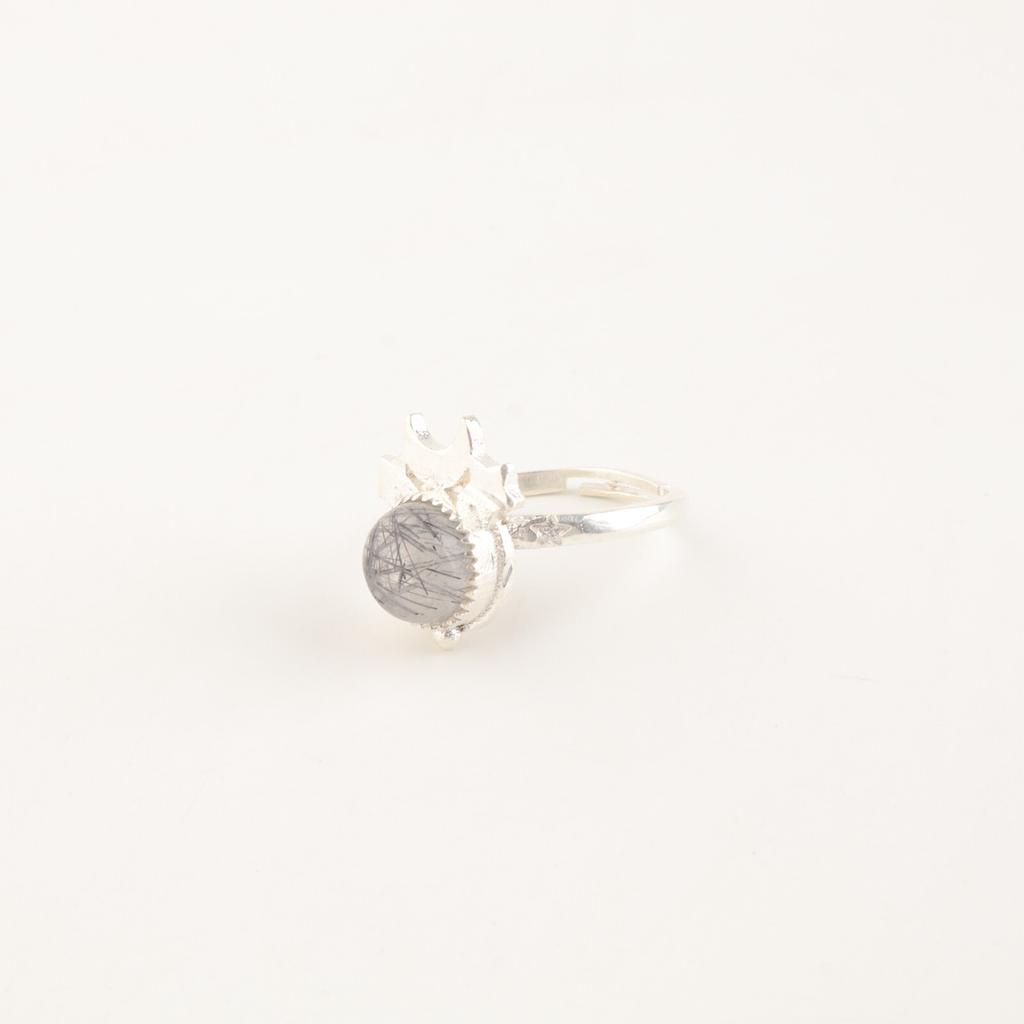 Natural Black Rutile Gemstone 925 Sterling Silver Jewelry Handmade Ring For Gift RR-67-26