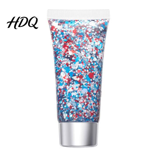 High Shine Face Gel Independence Day Body Glitter Gel Patriotic Red White Blue Hair Glitter Holiday Makeup Waterproof Sparkling Sequins for