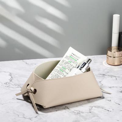Nordic Desktop Leather Storage Box Jewelry Keys Display Tray Makeup Organizer Container Books Plants Holder Pot Home