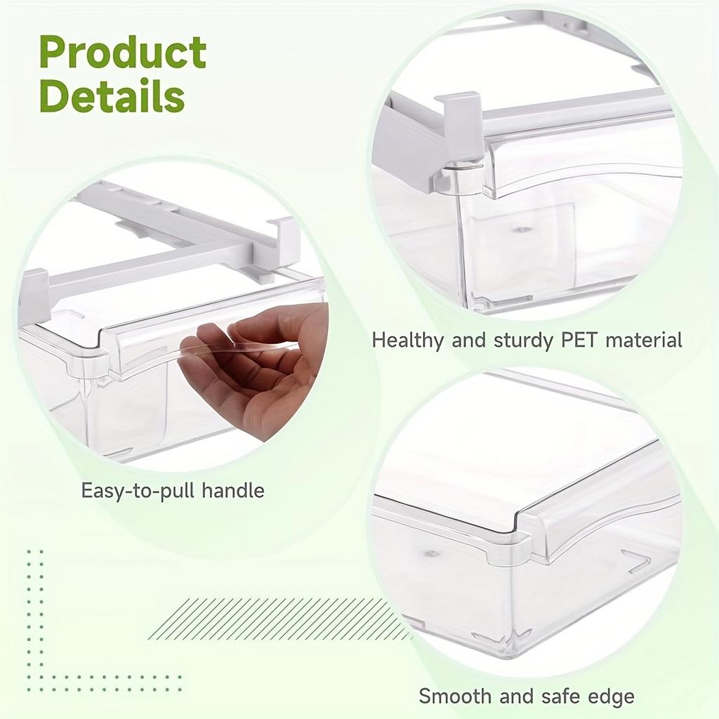 1/2pcs Fridge Drawer Organizer Reusable Pull-out Transparent Food Storage Container for Refrigerator Home Kitchen Accessories