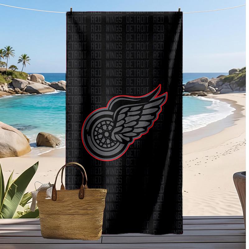 Detroit Red Wings Druck Strandtuch Weich Tragbar Schnell?Trockenes Handtuch für Pool Sommerurlaub Outdoor Sport