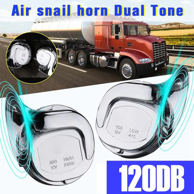 2Pcs 12V 120dB Car Horn Motorcycle Universal Chrome Dual Tone Air Snail Horn Car Accessories New
