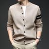 Men's Slim Fit Knit Cardigan with Stand Collar - 2025 Autumn/Winter Korean Style Fashion Trend Warm Sweater Jacket