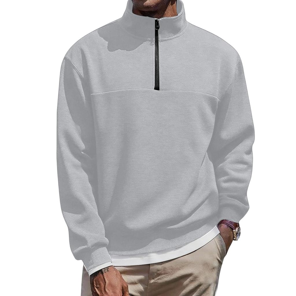 Men's And Women's Casual -color Long-sleeved T-shirts, Men's Sporty Breathable Stand-up Collar Half-zipper Top