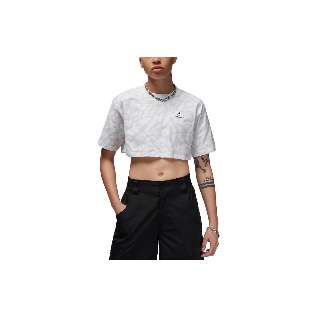 (WMNS) Air Jordan Sport Cropped T-Shirt Marbled White Women s DZ3215-100 M