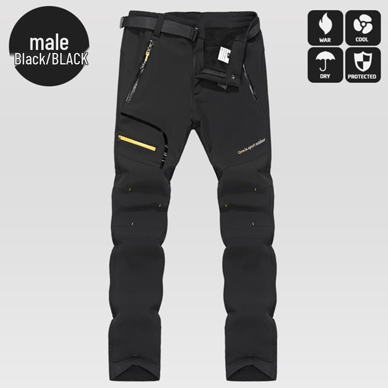 Men's and Women's Winter Fleece-Lined Windproof Pants: Warm, Thickened Softshell for Outdoor Wear, Available In Plus Sizes