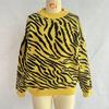 Women's new autumn and winter commuting knitted zebra print contrasting pullover sweater KTB