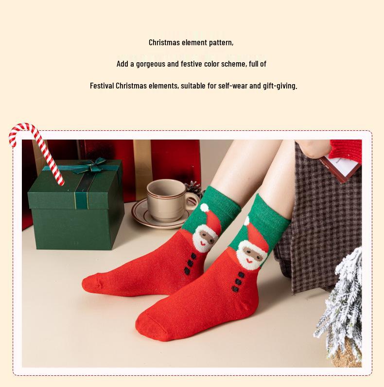 Women's Christmas Deer Wool Socks: Mid-Calf, Autumn/Winter Style, Gift Boxed