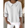 2025 Autumn/Winter Women's Solid Color V-neck Lapel Long Sleeve Loose Casual Top for Cross-border Fashion
