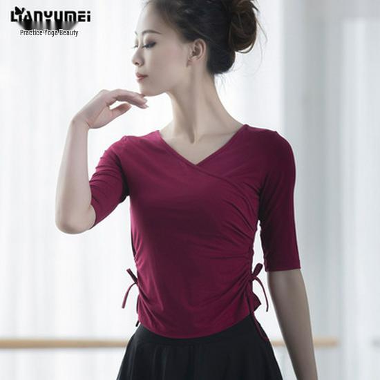 Women's V-Neck Modal Long Sleeve Dancewear Top for Latin & Ethnic Dance Practices