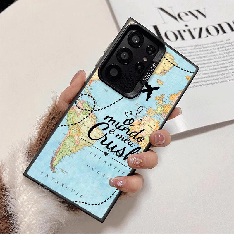 

Travel Map Artistic Pattern Shockproof Phone Case for Samsung Galaxy S26 Edge S25 Ultra S24 FE S23 Plus S21 Cover Anti Fall Fund Samsung S23 FE