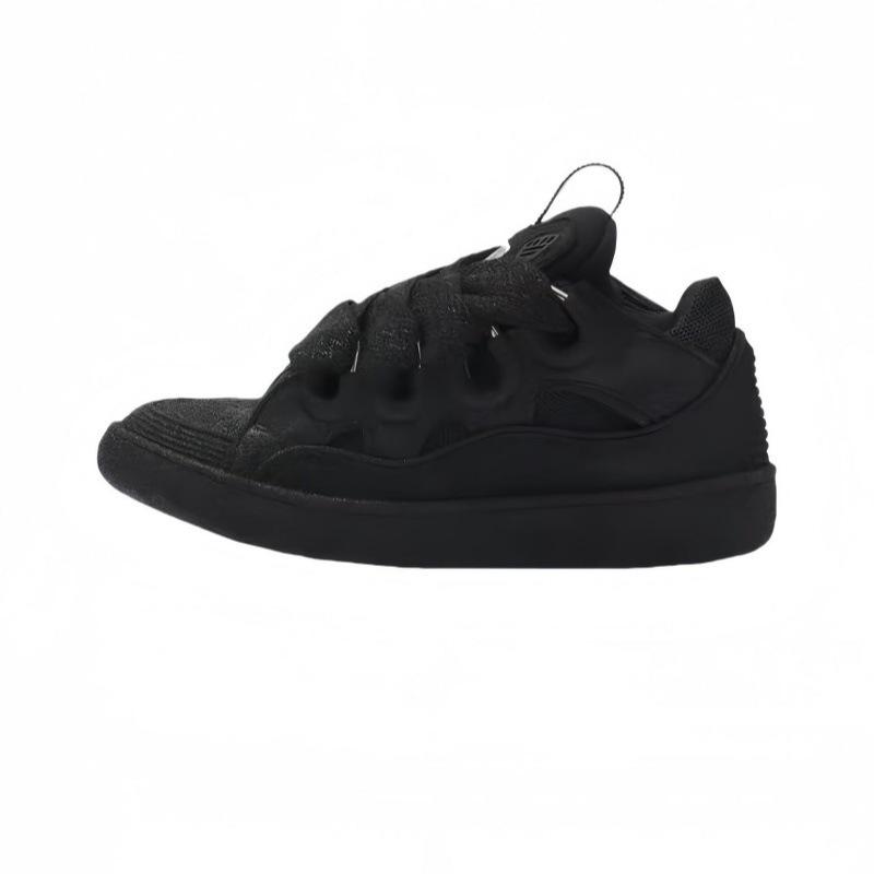 Leather Splicing Casual Shoes CURB Trend Sports Shoes White Green Mocha Men's and Women's Board Shoes Bread Shoes