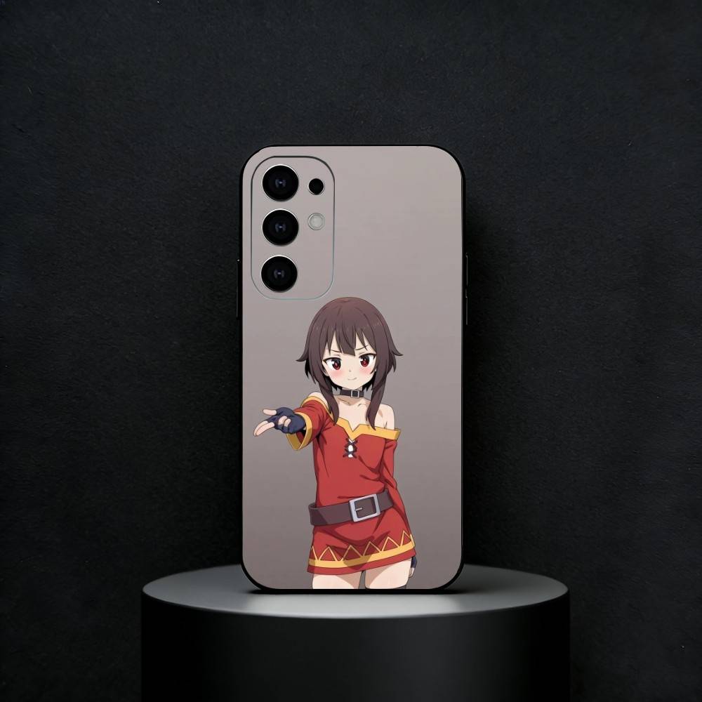 Megumin Anime K-KonoSubaS Phone Case For Samsung S25,S24,S23,S22,S21,S20,Ultra,Plus,FE Black Soft Cover