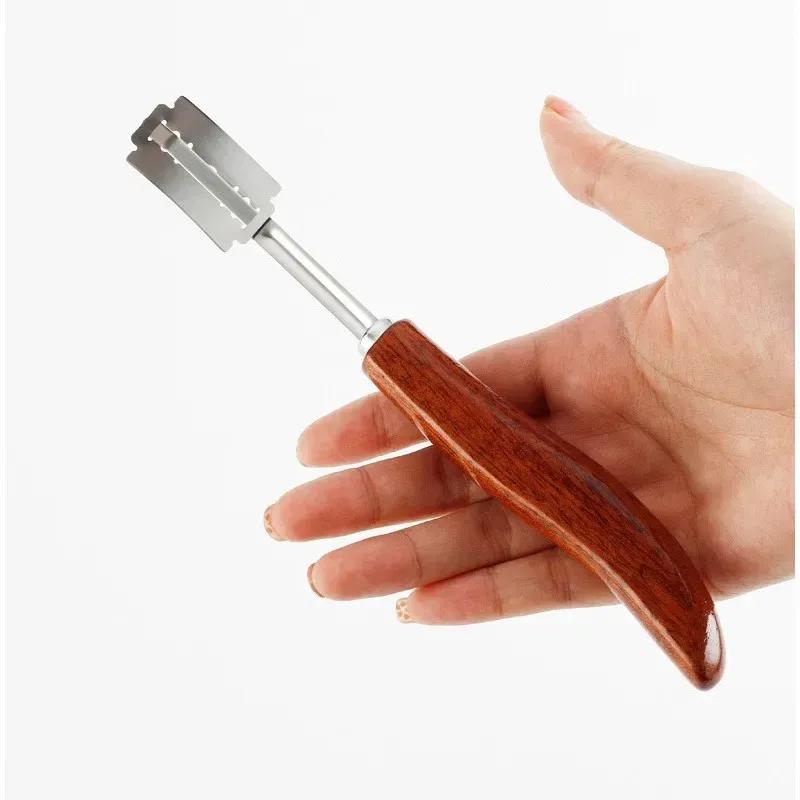 Nya Bakverktyg i Trä Brödskärare Snittverktyg Brödskårare Bladkniv Handtag Lame Markering med 5 Blad Europeisk Brödskärning