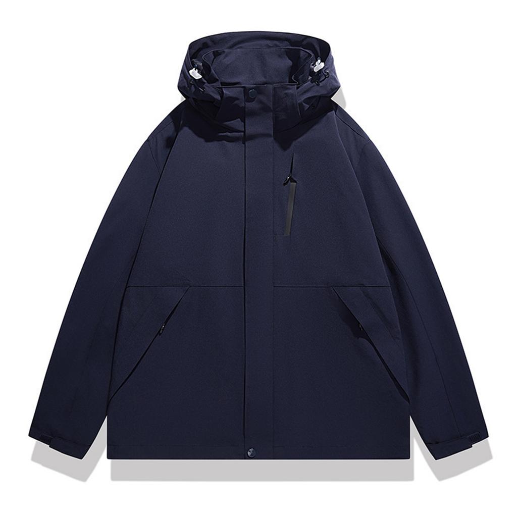 Men's Solid Color Jacket  Light Workwear Style Jacket Men's Hooded Trendy Sports Casual Jacket