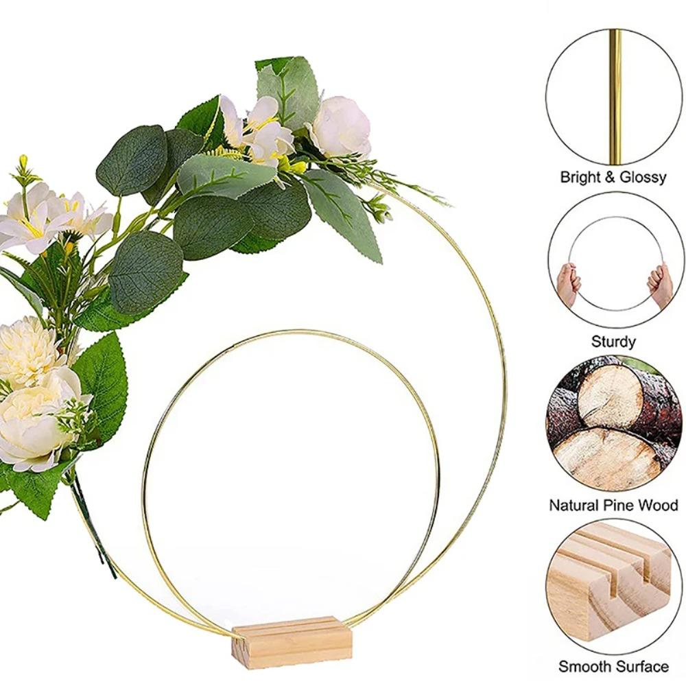 Iron Gold Metal Flowers Hoops 10-50cm Garland Rings Place Card Holders Home Decoration
