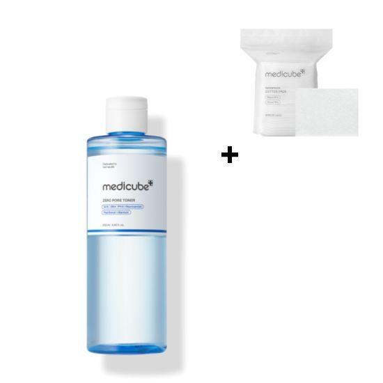 MediCube Zero Pore Toner 250ml Pore Refining & Hydrating Toner + Skin Pack Cotton Pads Gift