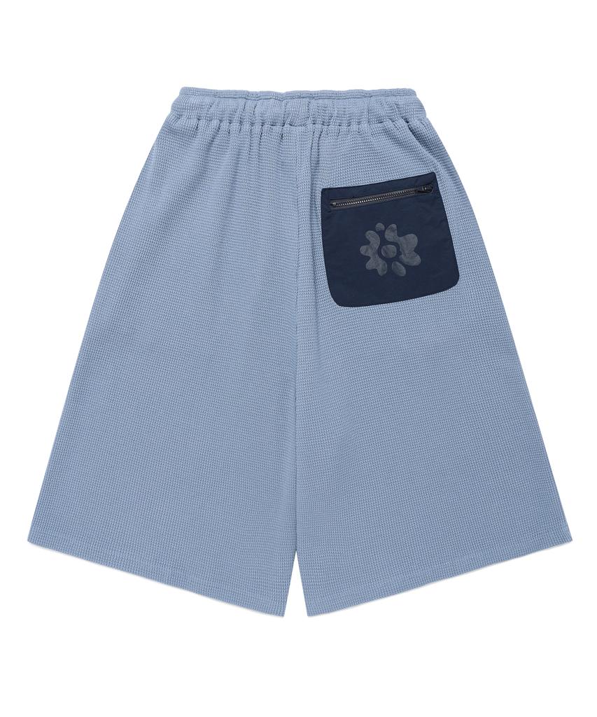 Alijibi Pokect Graphics Waffle Shorts Blue