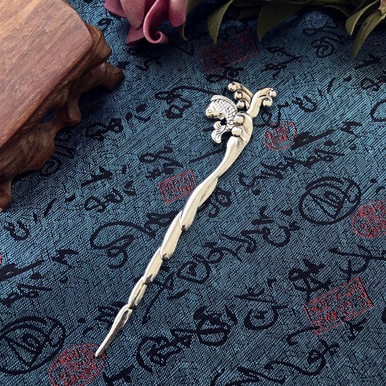 Retro ethnic style Miao silver hairpin antique bookmark female flower hairpin simple classical versatile disc hair hairpin hair accessories