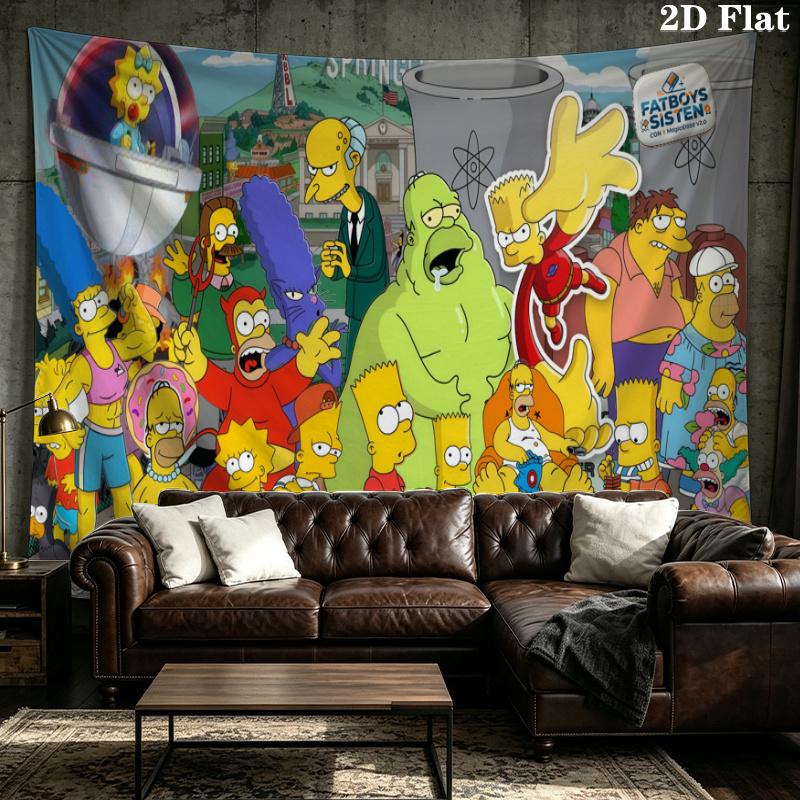 The Simpsons Wall Tapestry Aesthetic Wall Hanging Printed Fabric Blanket Decorative Tapestries for Bedroom Living Room Home Decor