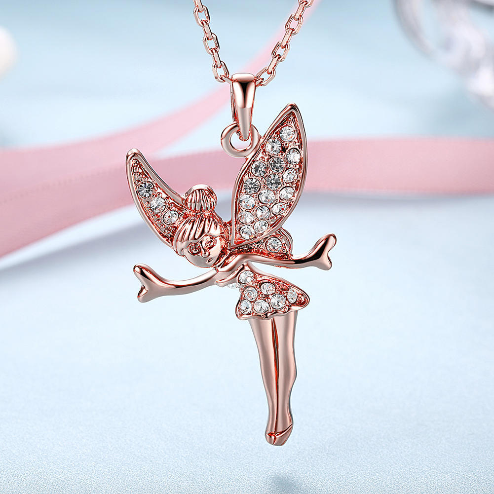 High Quality 18K Gold Beautiful Angel Crystal Pendant Necklaces 18 Inches Fashion Noble Jewelrys Party Wedding Holiday Gifts