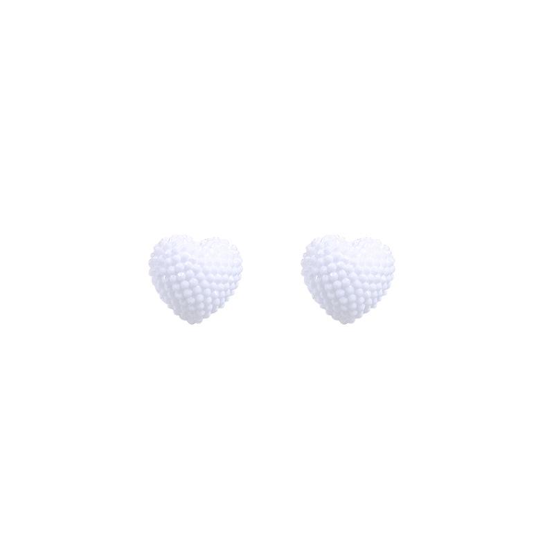 

Silver Heart Stud Earrings: Fresh, Simple Geometric Design with Convex Surface and Cute Dangle Style