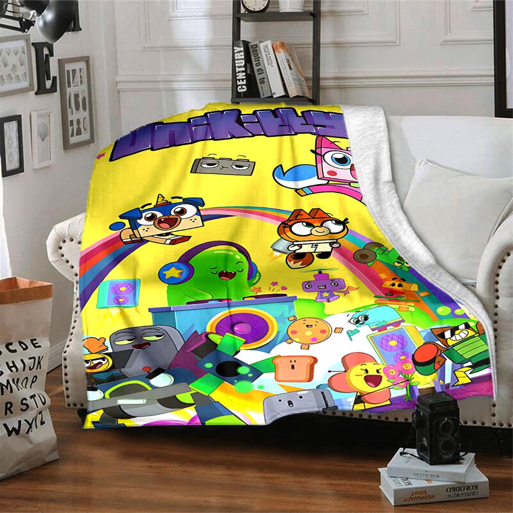 1pc Unikitty Characters Cozy Print Blanket Lightweight Warm Flannel Throw Blanket For Sofa, Bed, Living Room