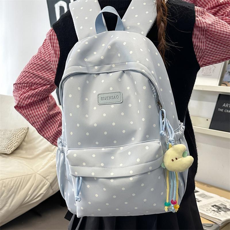Lightweight Student Schoolbag Dot Print Commuter Backpack