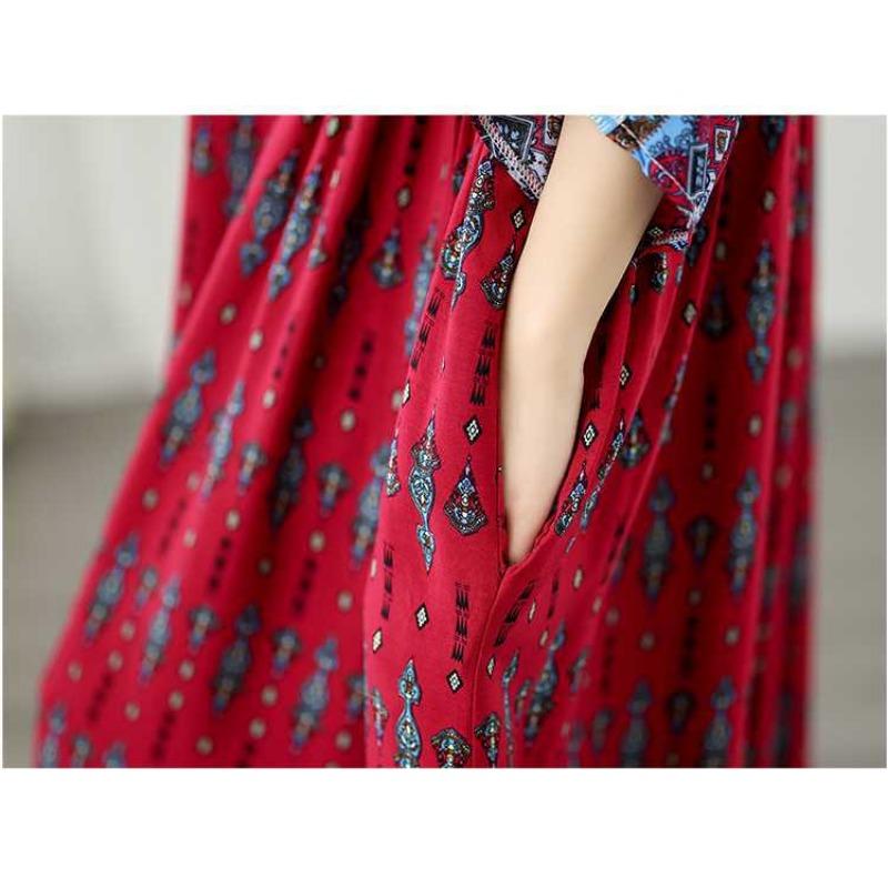 Vintage Vacation Style Travel Plus Plus Cover Flesh Thin Round Neck Long Skirt